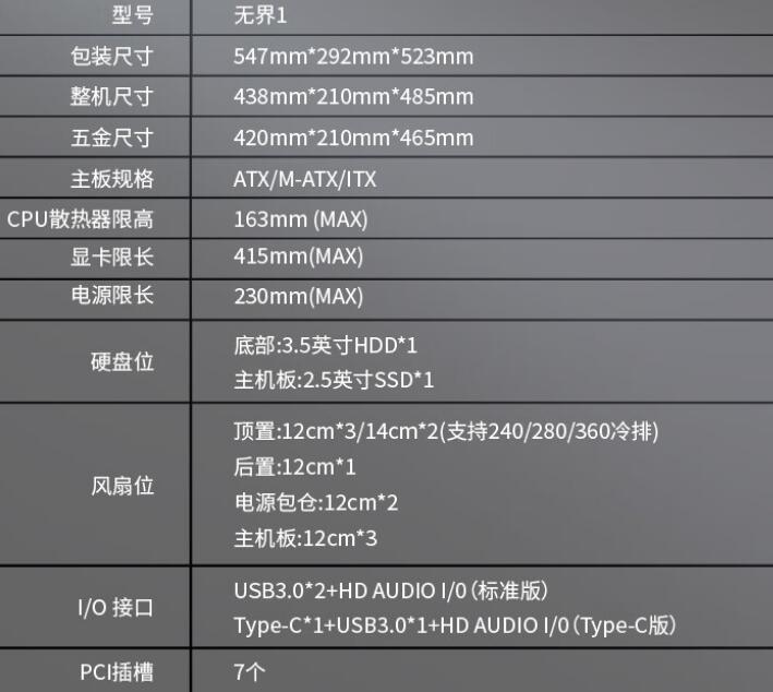 鑫谷无界1可以装风冷吗（机箱尺寸）