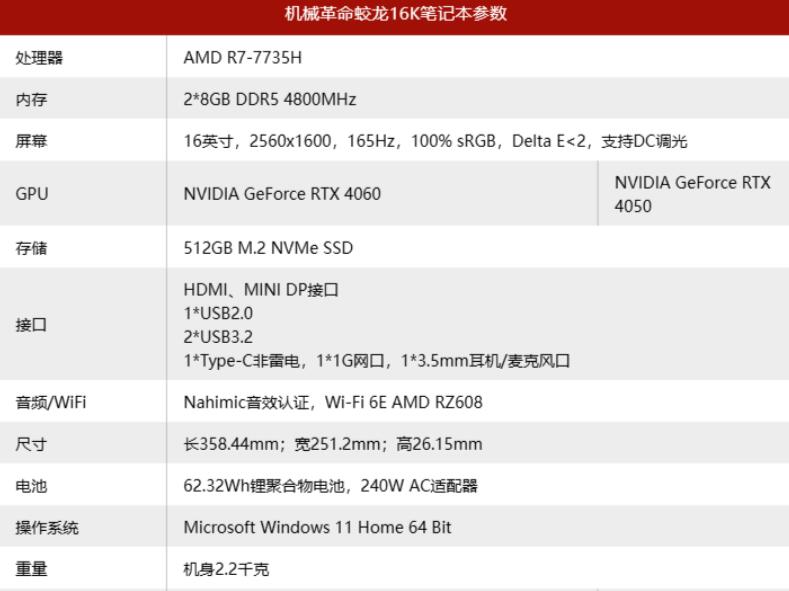 机械革命蛟龙16k多大尺寸？是液金散热吗？