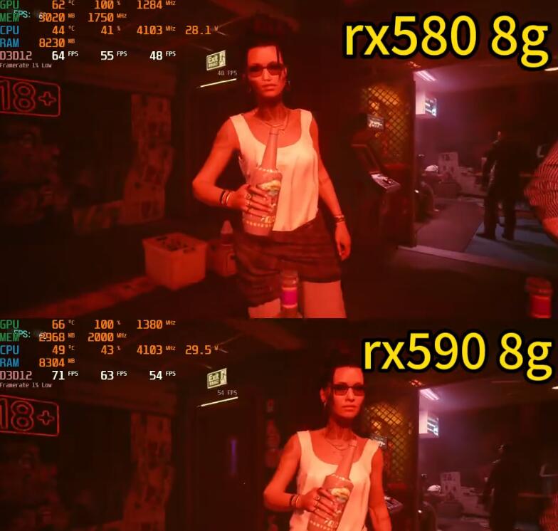 RX580和RX590性能差多少？