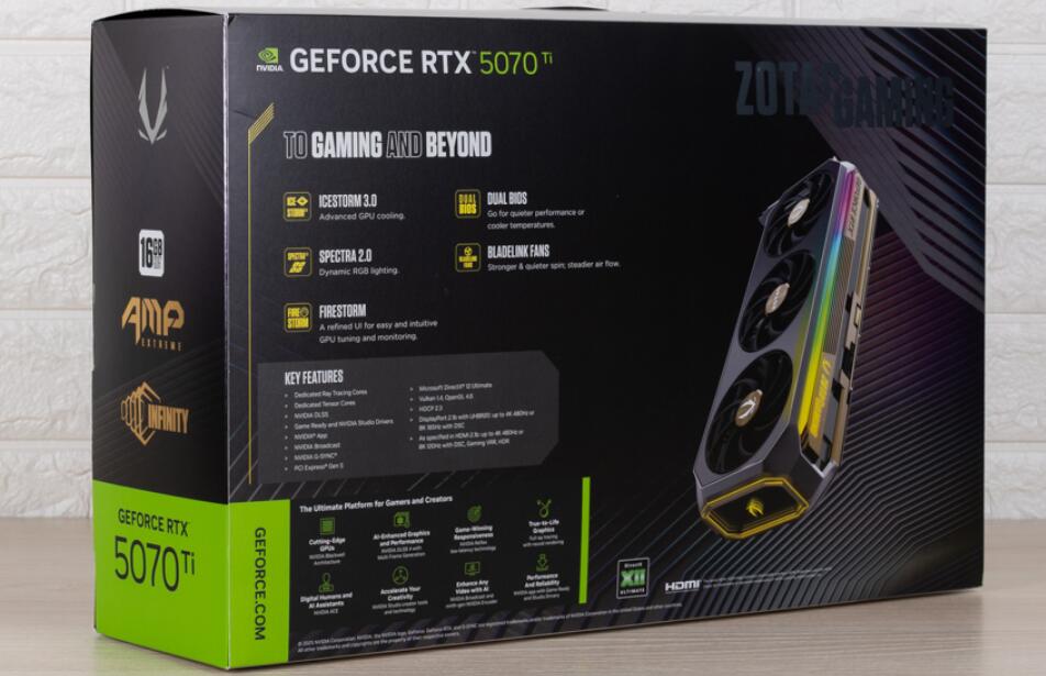 ZOTAC GAMING GeForce RTX 5070 Ti AMP EXTREME INFINITY显卡开箱评测 ZOTAC GAMING GeForce RTX 5070 Ti AMP EXTREME INFINITY显卡开箱评测